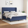 Cama box spring con colchón tela azul 160x200 cm 1