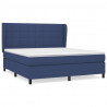 Cama box spring con colchón tela azul 160x200 cm 2