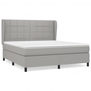 Cama box spring con colchón tela gris claro 180x200 cm H