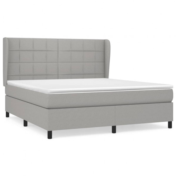 Cama box spring con colchón tela gris claro 180x200 cm M 2
