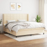 Cama box spring con colchón tela color crema 200x200 cm 1