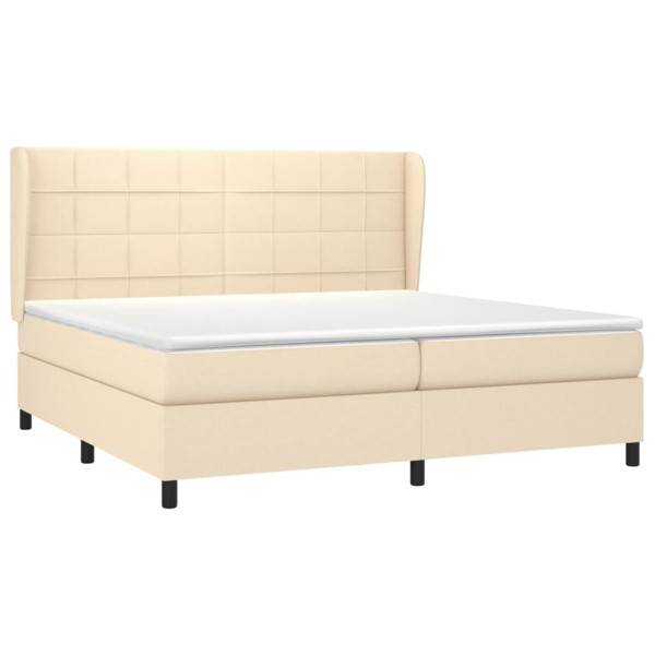 Cama box spring con colchón tela color crema 200x200 cm M 3