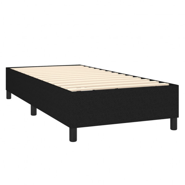 Cama box spring con colchón tela negro 80x200 cm M 4