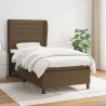 Cama box spring con colchón tela marrón oscuro 80x200 cm 1