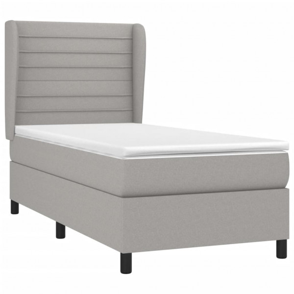 Cama com molas/colchão 90x190 cm tecido cinzento-claro M 3