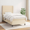 Cama box spring con colchón tela color crema 90x190 cm 1