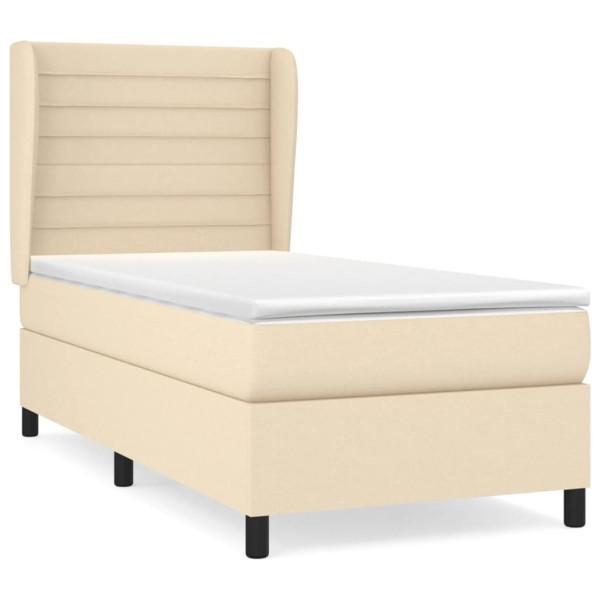 Cama box spring con colchón tela color crema 90x190 cm M 2