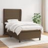 Cama com molas/colchão 100x200 cm tecido castanho-escuro 1