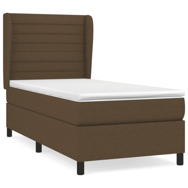 Cama com molas/colchão 100x200 cm tecido castanho-escuro M 2