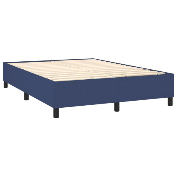 Cama box spring con colchón tela azul 140x190 cm M 4