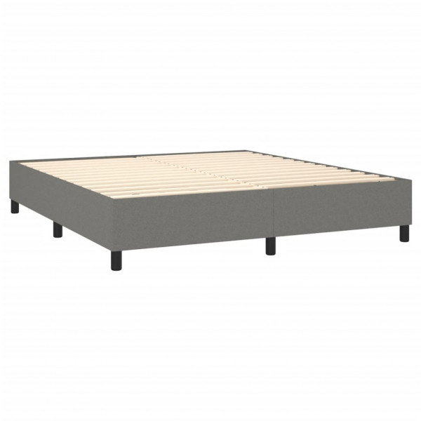 Cama box spring con colchón tela gris oscuro 160x200 cm M 4