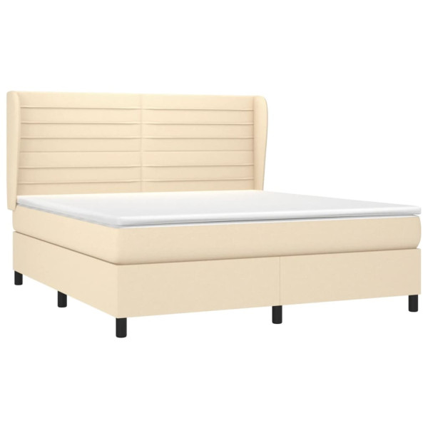 Cama box spring con colchón tela color crema 160x200 cm M 3