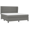 Cama box spring con colchón tela gris oscuro 180x200 cm 3