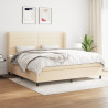 Cama com molas/colchão 200x200 cm tecido cor creme 1