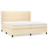 Cama box spring con colchón tela color crema 200x200 cm 2