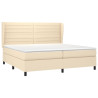 Cama box spring con colchón tela color crema 200x200 cm 3