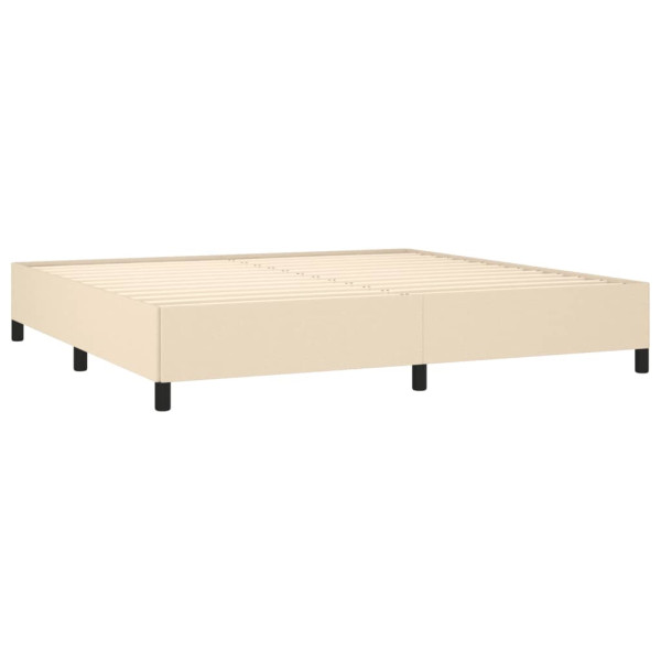 Cama com molas/colchão 200x200 cm tecido cor creme M 4
