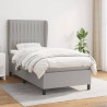 Cama box spring con colchón tela gris claro 80x200 cm 1