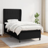Cama box spring con colchón tela negro 80x200 cm 1