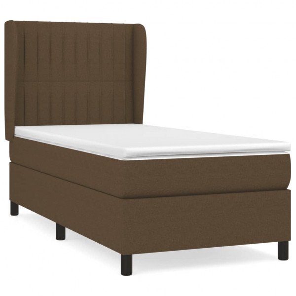 Cama box spring con colchón tela marrón oscuro 80x200 cm M 2