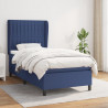 Cama box spring con colchón tela azul 90x200 cm 1