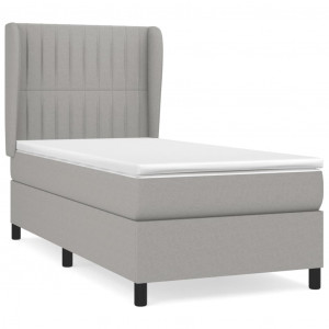 Cama box spring con colchón tela gris claro 100x200 cm H