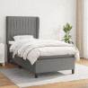 Cama box spring con colchón tela gris oscuro 100x200 cm 1