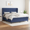 Cama box spring con colchón tela azul 160x200 cm 1