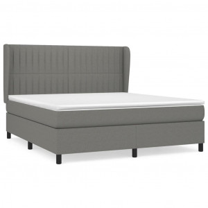 Cama box spring con colchón tela gris oscuro 180x200 cm H
