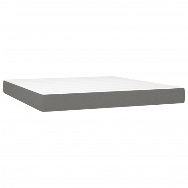 Cama box spring con colchón tela gris oscuro 180x200 cm M 5