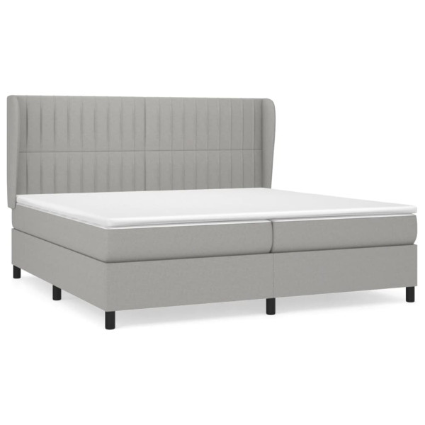 Cama com molas/colchão 200x200 cm tecido cinza-claro M 2