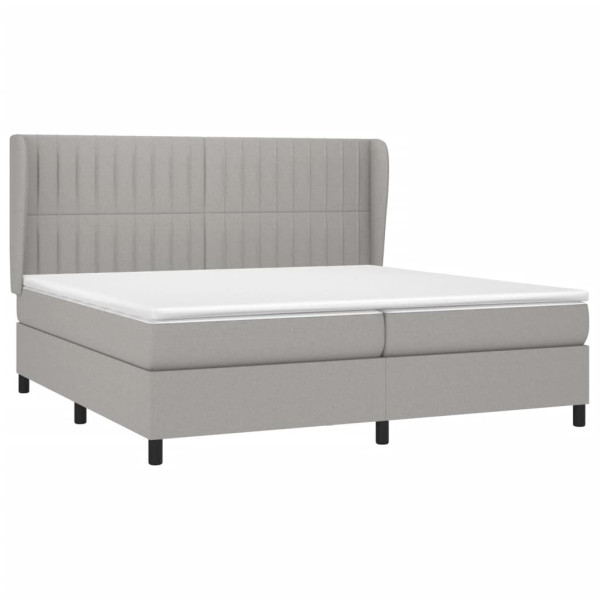 Cama box spring con colchón tela gris claro 200x200 cm M 3