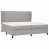 Cama box spring con colchón tela gris claro 200x200 cm 3