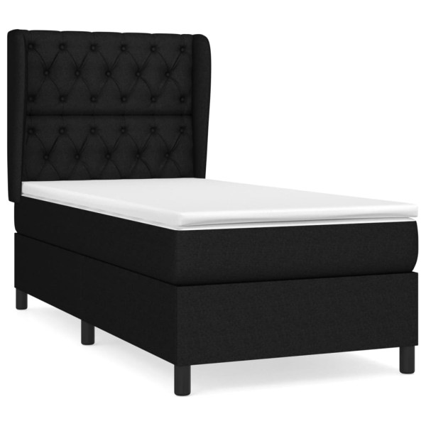 Cama box spring con colchón tela negro 80x200 cm M 2