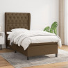 Cama box spring con colchón tela marrón oscuro 80x200 cm 1