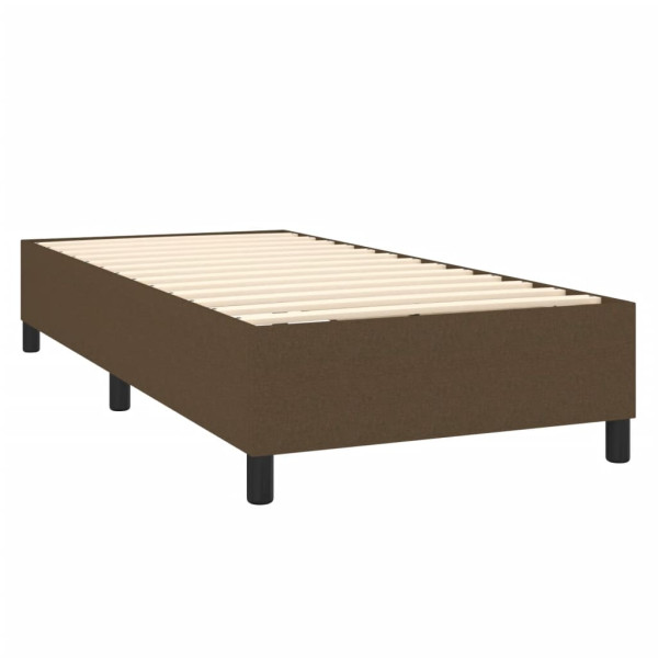 Cama box spring con colchón tela marrón oscuro 80x200 cm M 4