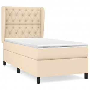 Cama box spring con colchón tela color crema 80x200 cm H