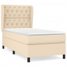 Cama box spring con colchón tela color crema 80x200 cm 2