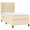 Cama box spring con colchón tela color crema 80x200 cm 3
