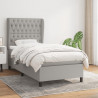 Cama box spring con colchón tela gris claro 90x190 cm 1
