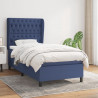 Cama box spring con colchón tela azul 90x190 cm 1