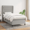 Cama box spring con colchón tela gris claro 90x200 cm 1