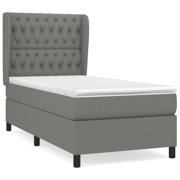 Cama com molas/colchão 90x200 cm tecido cinzento-escuro M 2