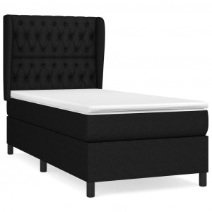 Cama box spring con colchón tela negro 90x200 cm H