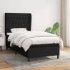 Cama box spring con colchón tela negro 100x200 cm 1