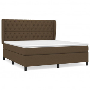 Cama box spring con colchón tela marrón oscuro 160x200 cm H