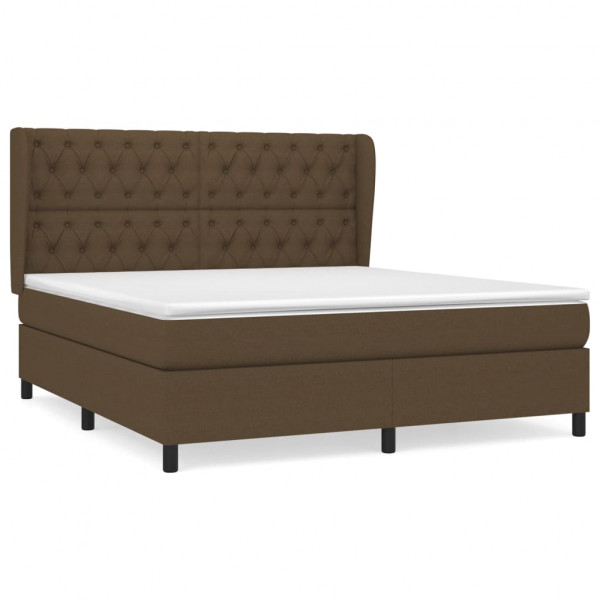 Cama com molas/colchão 160x200 cm tecido castanho-escuro M 2