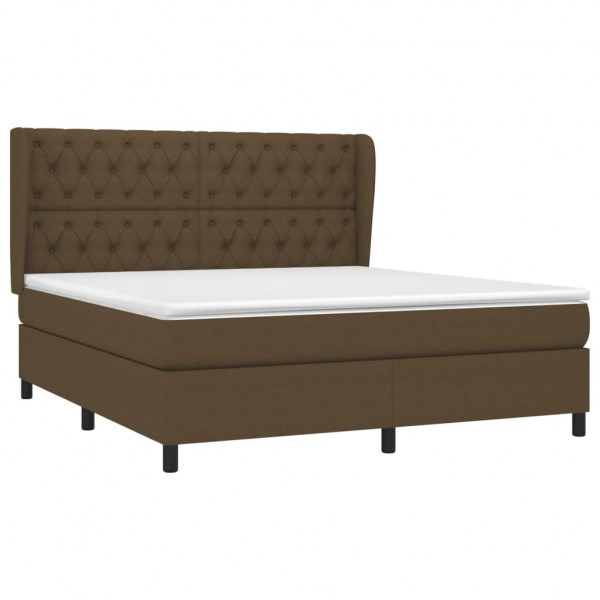 Cama box spring con colchón tela marrón oscuro 160x200 cm M 3