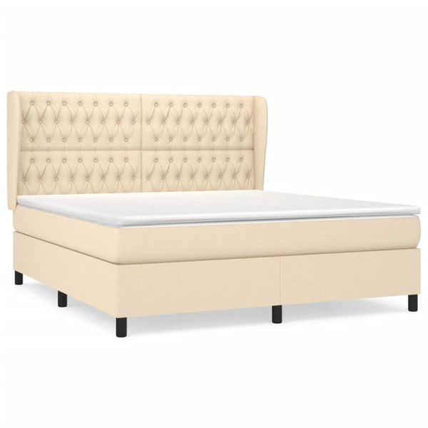 Cama box spring con colchón tela color crema 180x200 cm M 2