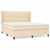 Cama box spring con colchón tela color crema 180x200 cm 2